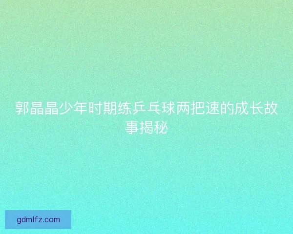郭晶晶少年时期练乒乓球两把速的成长故事揭秘